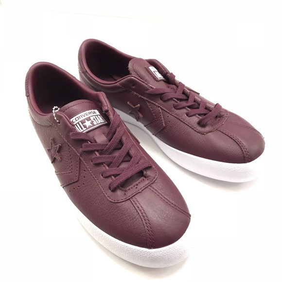 burgundy leather converse